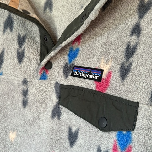 Patagonia Synchilla Snap T Fleece Pullover Wish Tails Gray Arrow Print SZ S - Picture 3 of 6